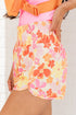 Boho Floral Shirred High Waist Casual Shorts